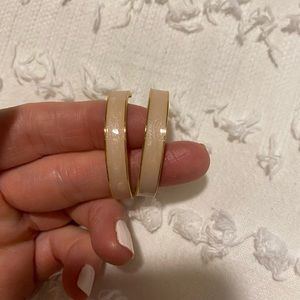 Gold Gorjana hoops with light pink front